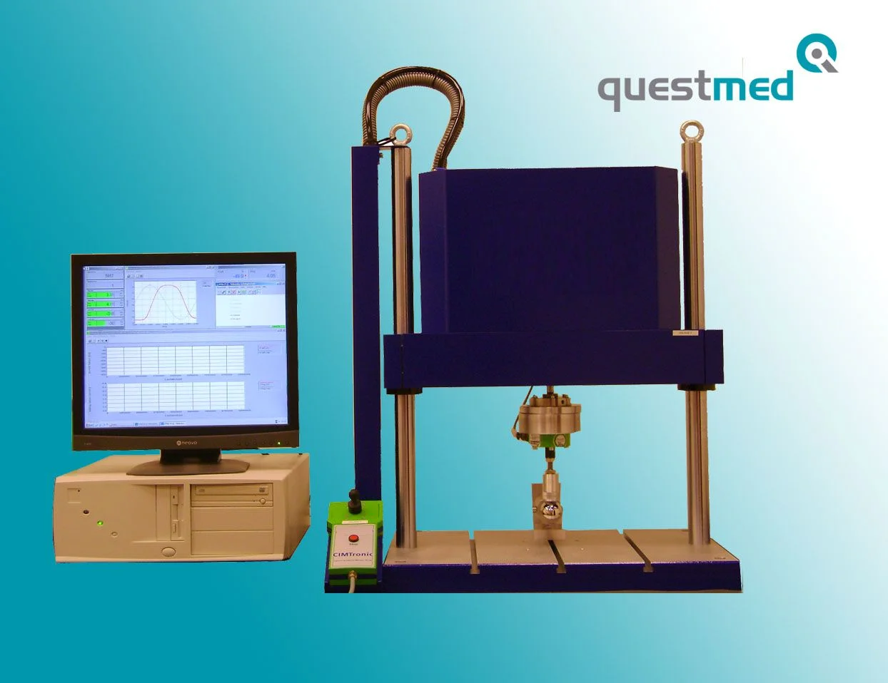 Shoulder fatigue test system used by Questmed GmbH with peripheral devices.